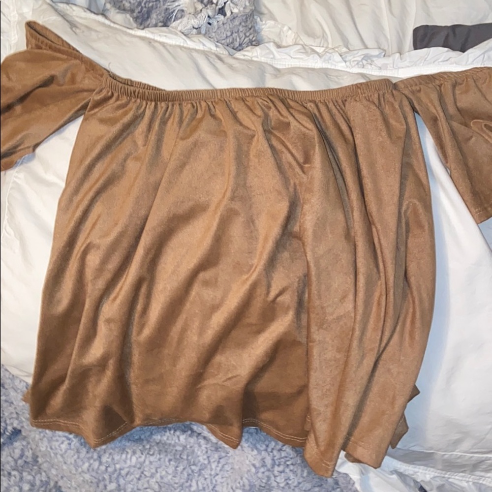 Off the shoulder suede top